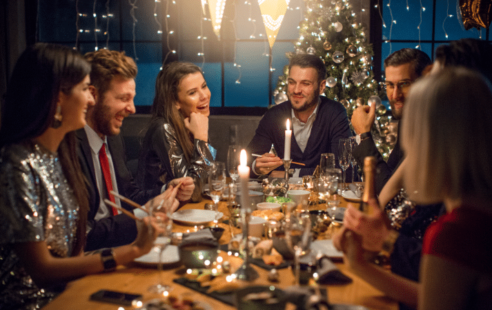 guests around festive table